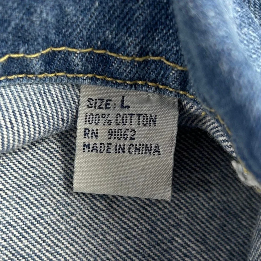 Mens Vintage Denim Jacket Size‎ L Blue Cotton Classic Trucker Style NEW